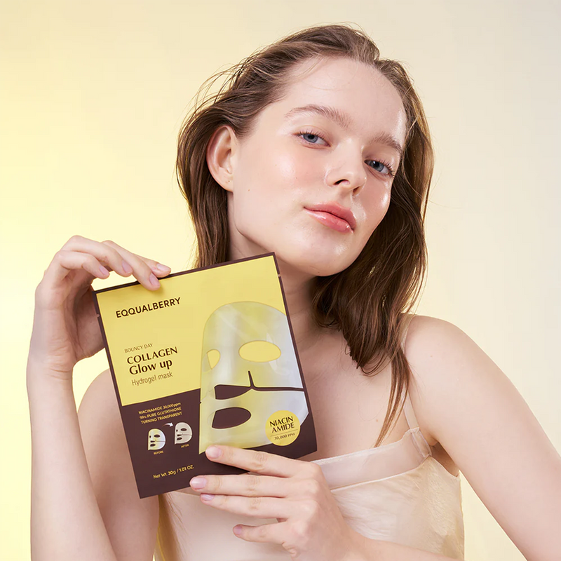 Eqqualberry Collagen Glow Up Hydrogel Mask (1pcs or Entire Pack) MODEL