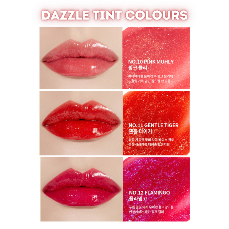 UNLEASHIA Non-Sticky Dazzle Tint Swatches Pink Muhly Gentle Tiger Flamingo