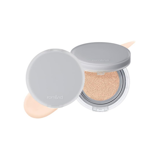 ROM&ND NU Zero Cushion - 5 Shades (15g) open case with foundation swatch