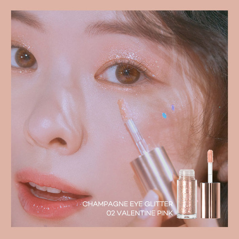 PEACH C Champagne Eye Glitter #02 Valentine Pink look