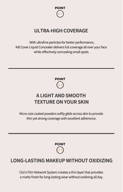 CLIO Kill Cover Liquid Concealer (3 Colours) 7g benefits