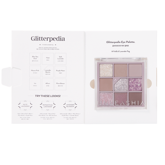 UNLEASHIA Glitterpedia Eye Palette - N°4 All of Lavender Fog vegan korean eyeshadow