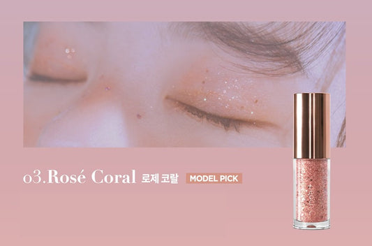 PEACH C Champagne Eye Glitter #03 Rose Coral korean glitter